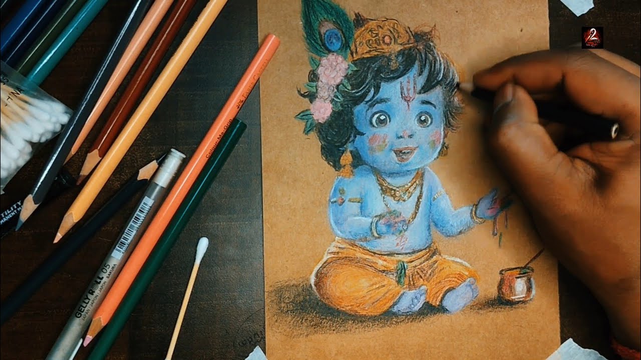 Full Video : How To Draw Shri Krishna Painting | Radha Krishna holi 2026! Krishna Painting #holi2026