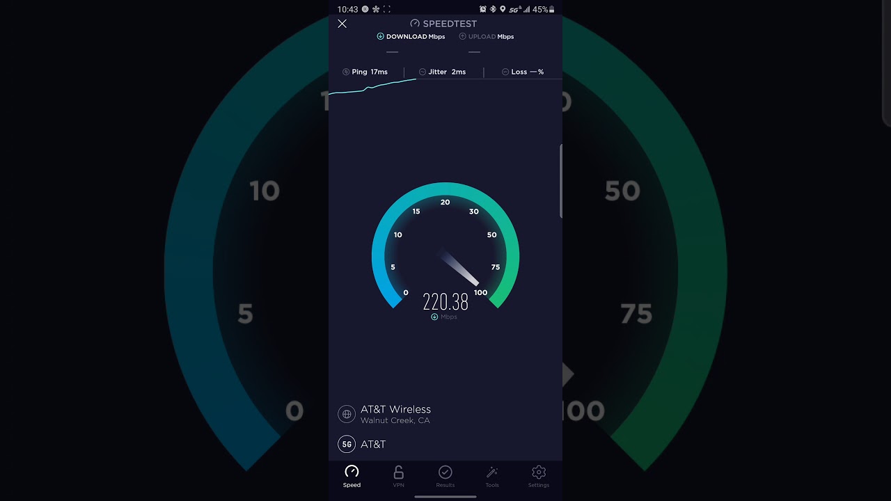AT&T Low-band 5G NR Speed Test