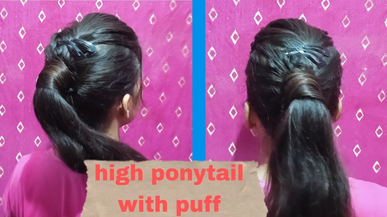 ||High Ponytail Hairstyle💜||Puff with ponytail✨||#hairstyle #highponytail #puffhairstyles#1million