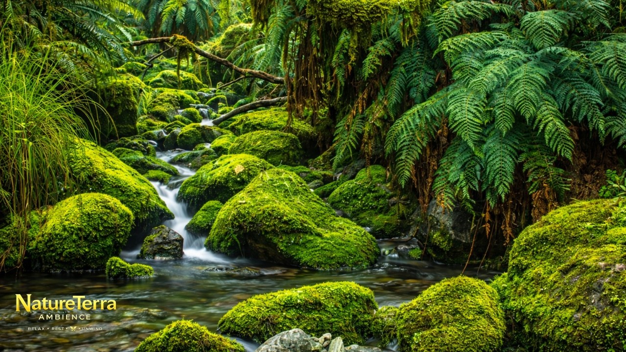 1 Hour of Fiordland Forest Stream Ambience | Flowing Water Sounds for Deep Relaxation ASMR