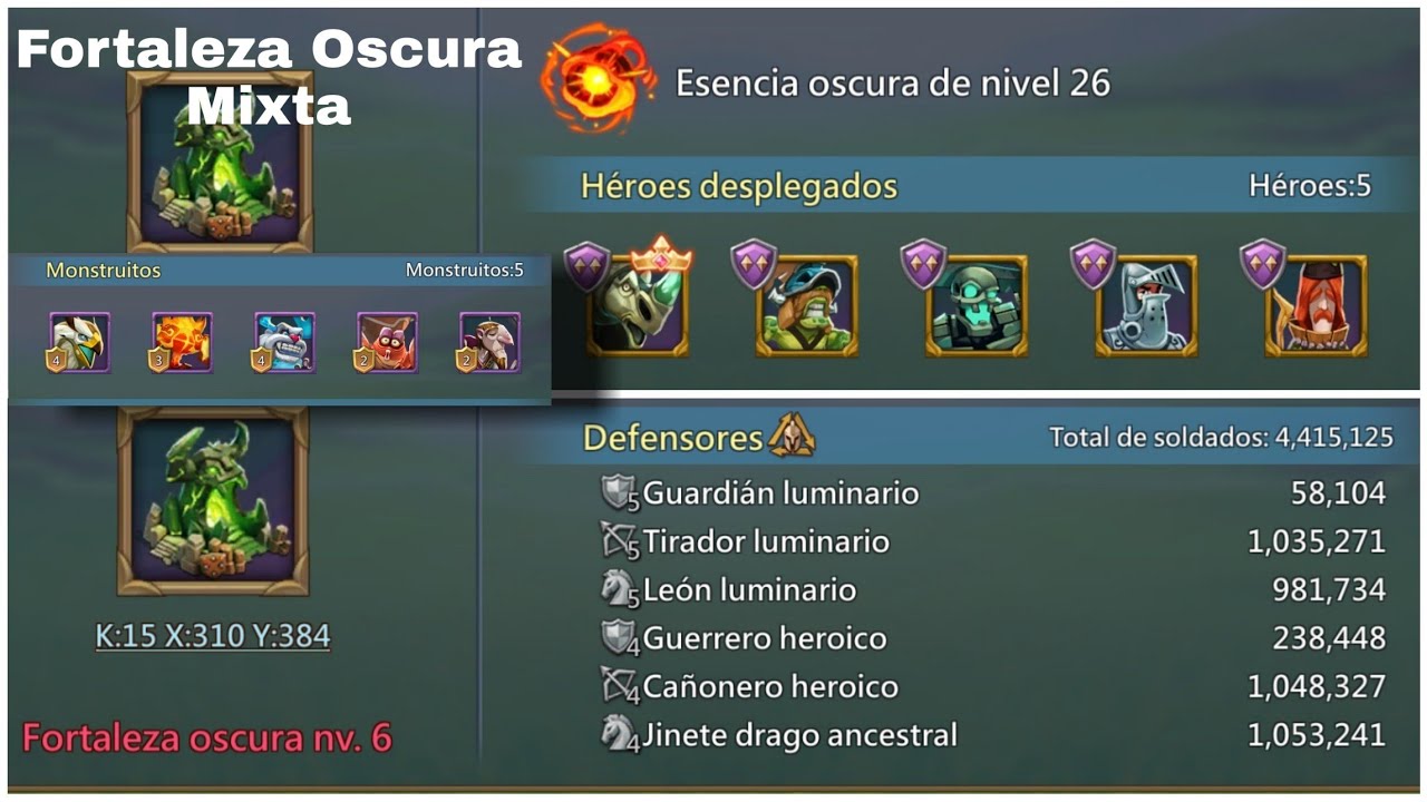Lords Mobile - ¿Como agrupar Fortalezas Oscuras Mixtas? - Fortaleza Oscura Lv. 6