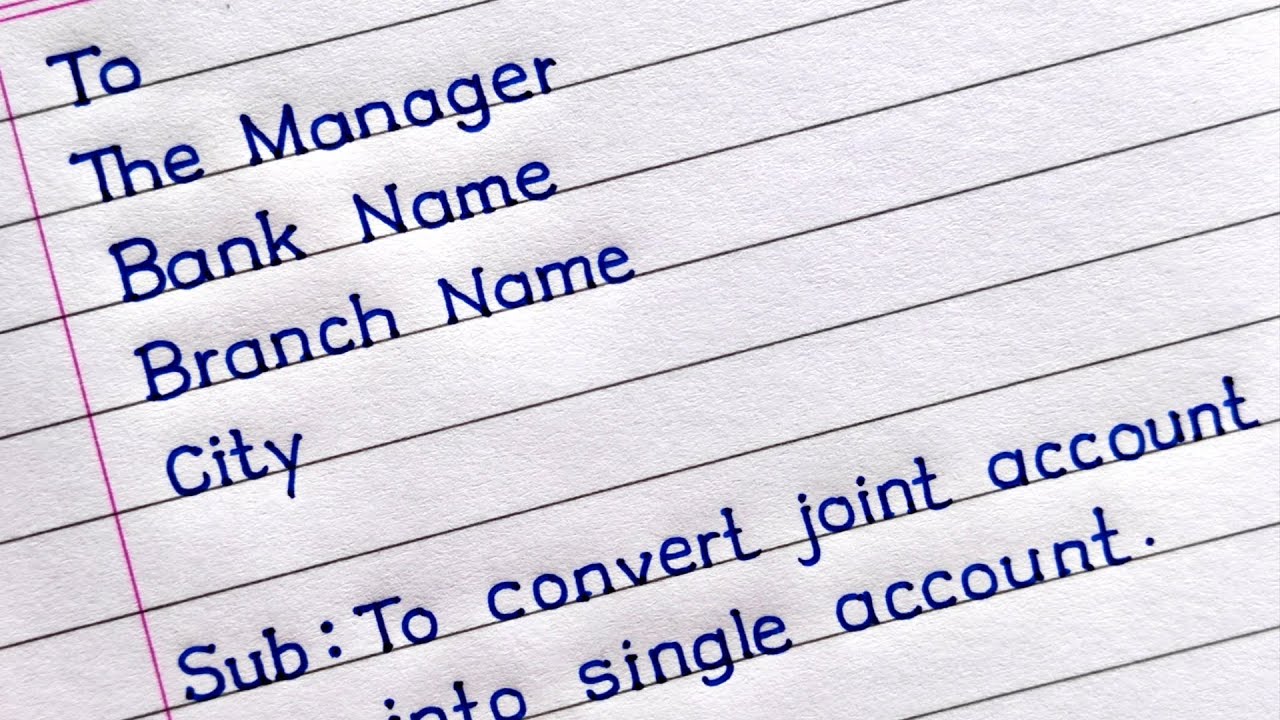 Joint Account To Single Account Application In English | Convert Joint Account To Single Account |