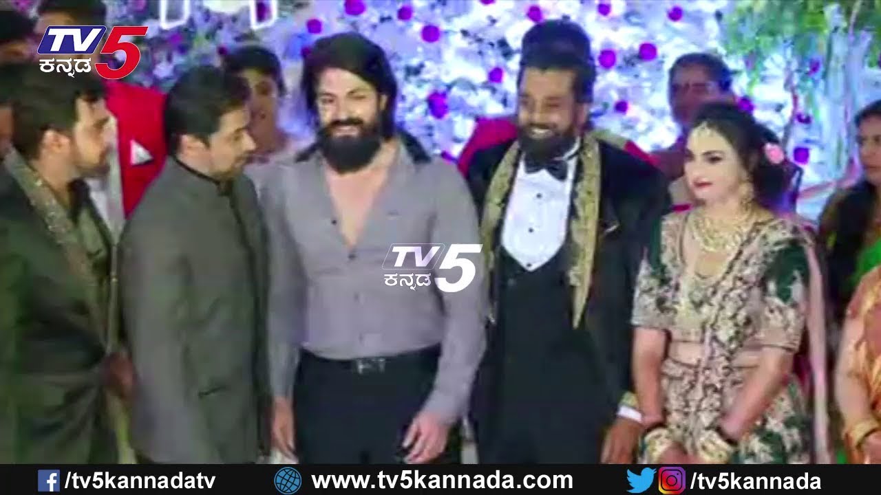 Rocking Star Yash At Dhruva Sarja Prerana Wedding Reception | TV5 Kannada