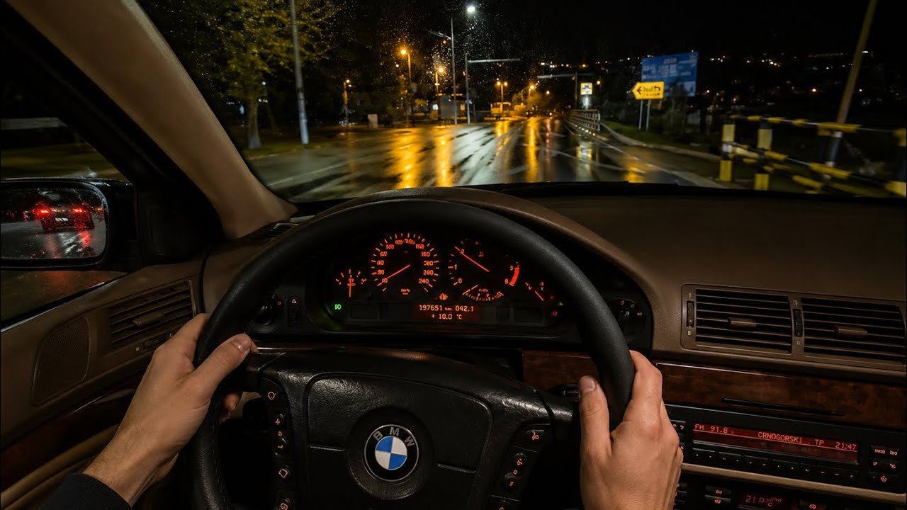 POV: BMW E39 Rainy Night with powerslides