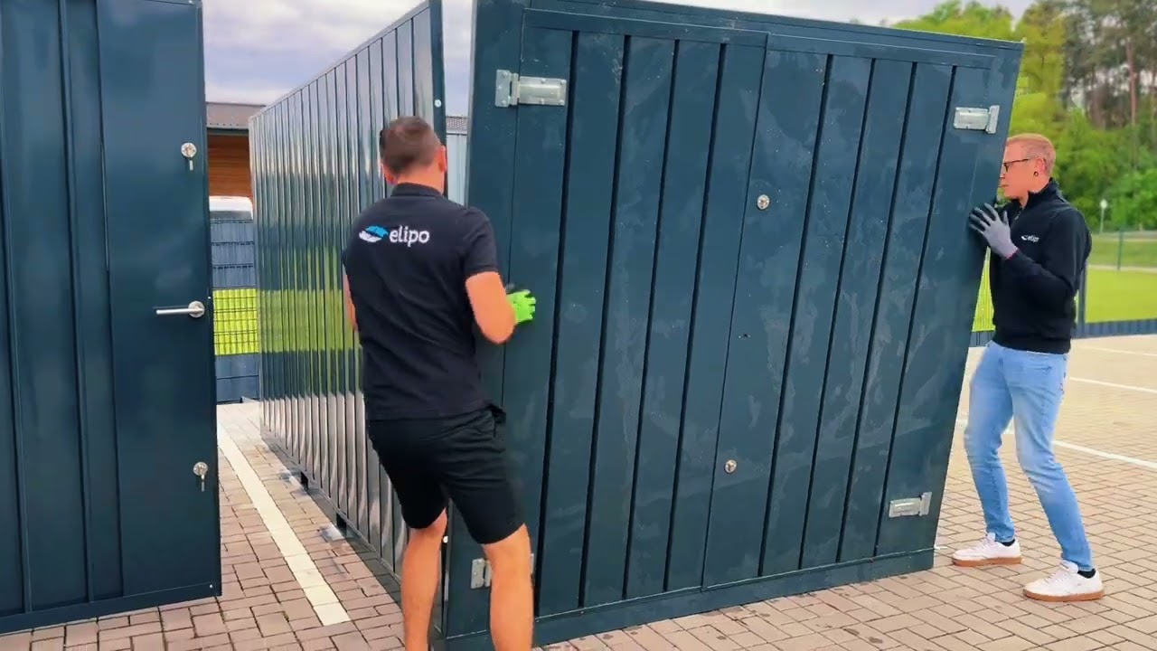 Anlieferung und Aufbau 4m Gerätecontainer von LagercontainerXXL.de
