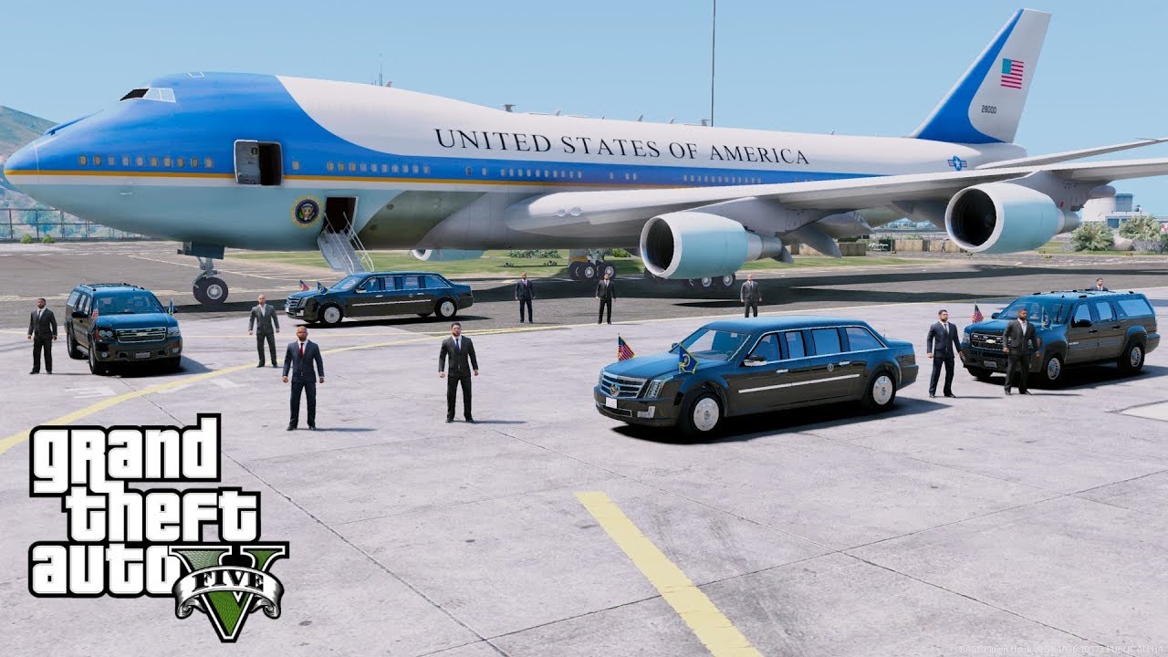 GTA 5 Presidential Mod - Air Force One Flying President Trump From California To Washington D.C.