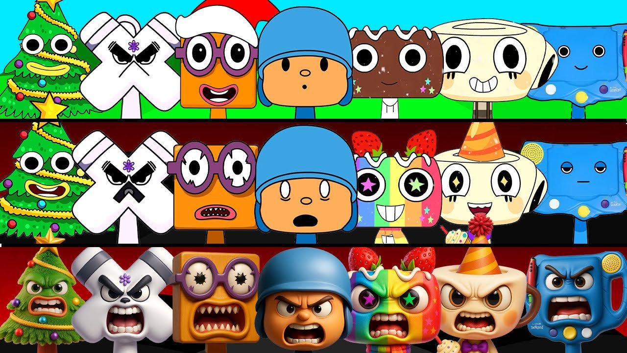 Incredibox Sprunki OC Phase 1 to Phase 3 Pocoyo, X (Alphabet Lore), Shelly (Dandy's World),Christmas