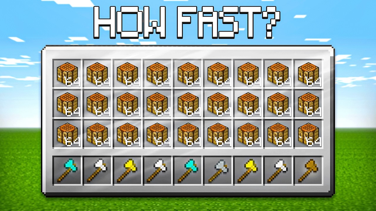 How Fast Can I Fill My Inventory With CRAFTING TABLES Minecraft Challenge