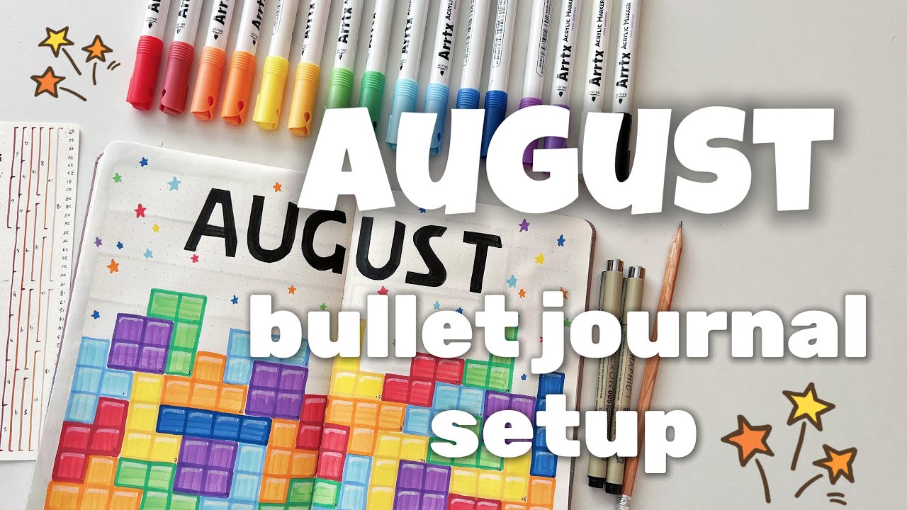 August 2025 Bullet Journal Setup ✿ Plan With Me ✿ Tetris Fun Theme ✿ Acrylic Markers