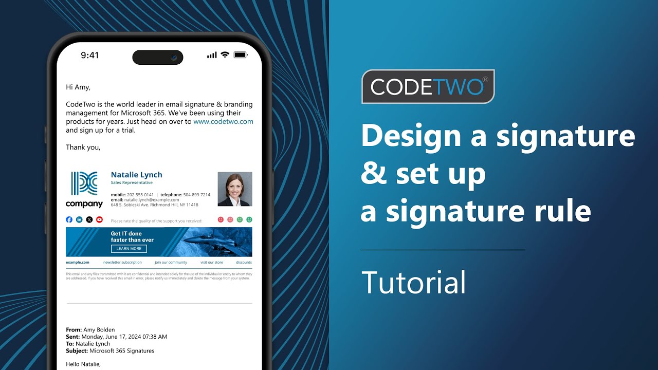 CodeTwo signatures tutorial part 2: Design a signature & set up a signature rule