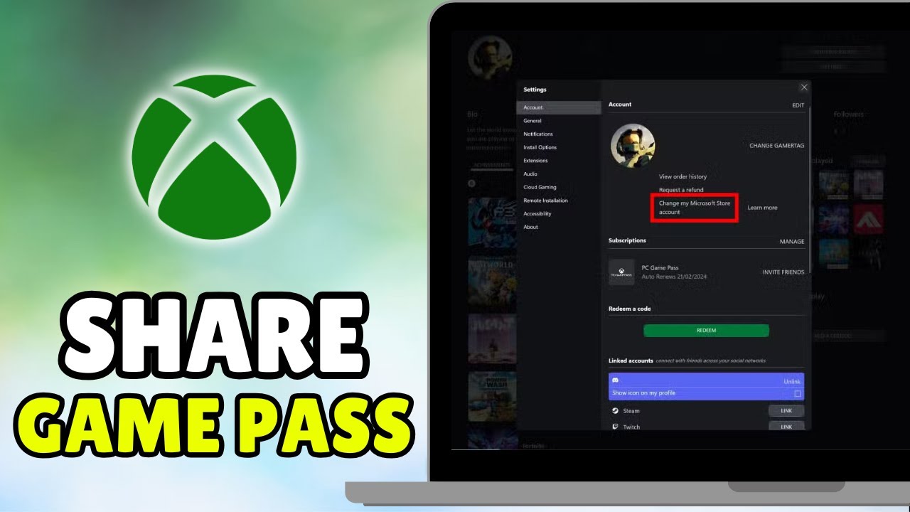 How To Game Share Game Pass on Microsoft Store Windows 11 - Share Xbox Game Pass With Another PC Acc