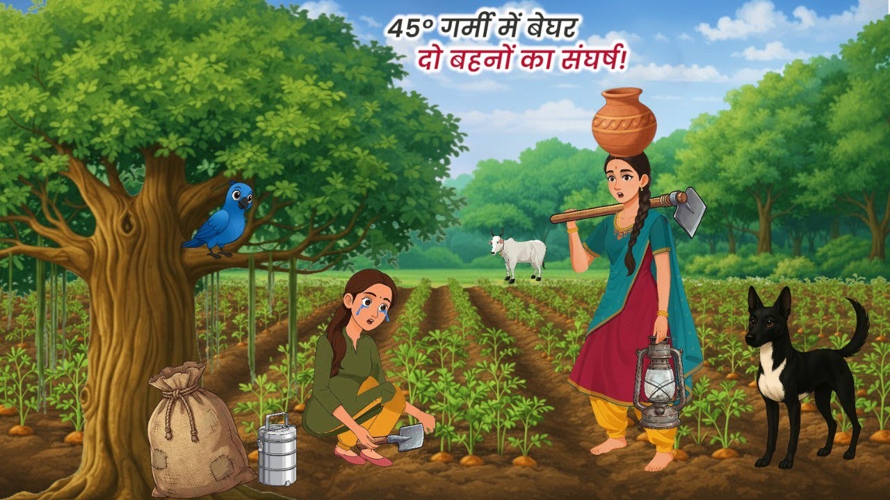 45° गर्मी में घर से निकाली गई भूखी-प्यासी दो बहनें | Hindi Animated Moral Stories | Hindi Story