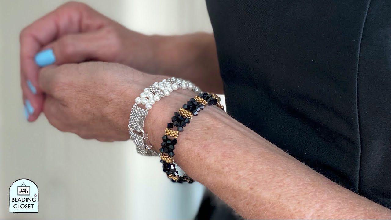 Kissing Sticks Beaded Bracelet Tutorial with seed beads 4mm crystals or pearls DIY jewelry making
