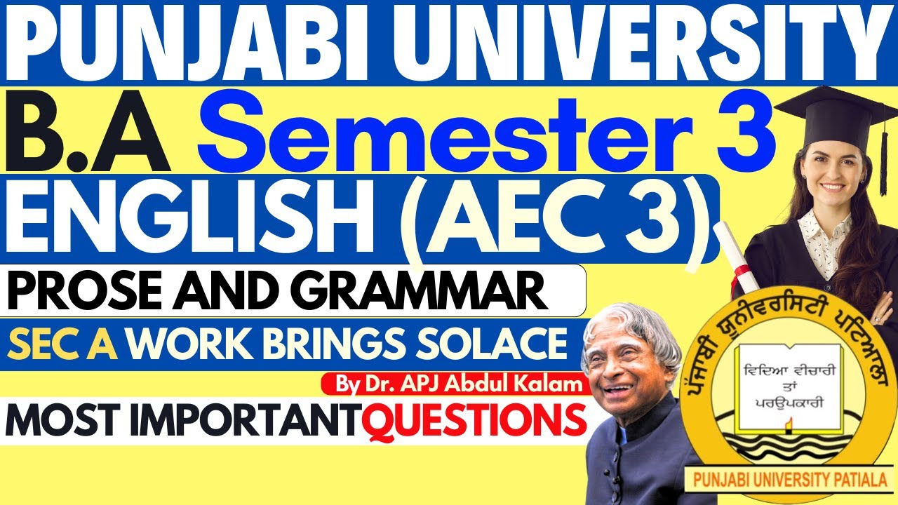 Work Brings Solace | English AEC Semester 3 | AEC English Syllabus Sem 3 | English BA Sem 3 | PUP