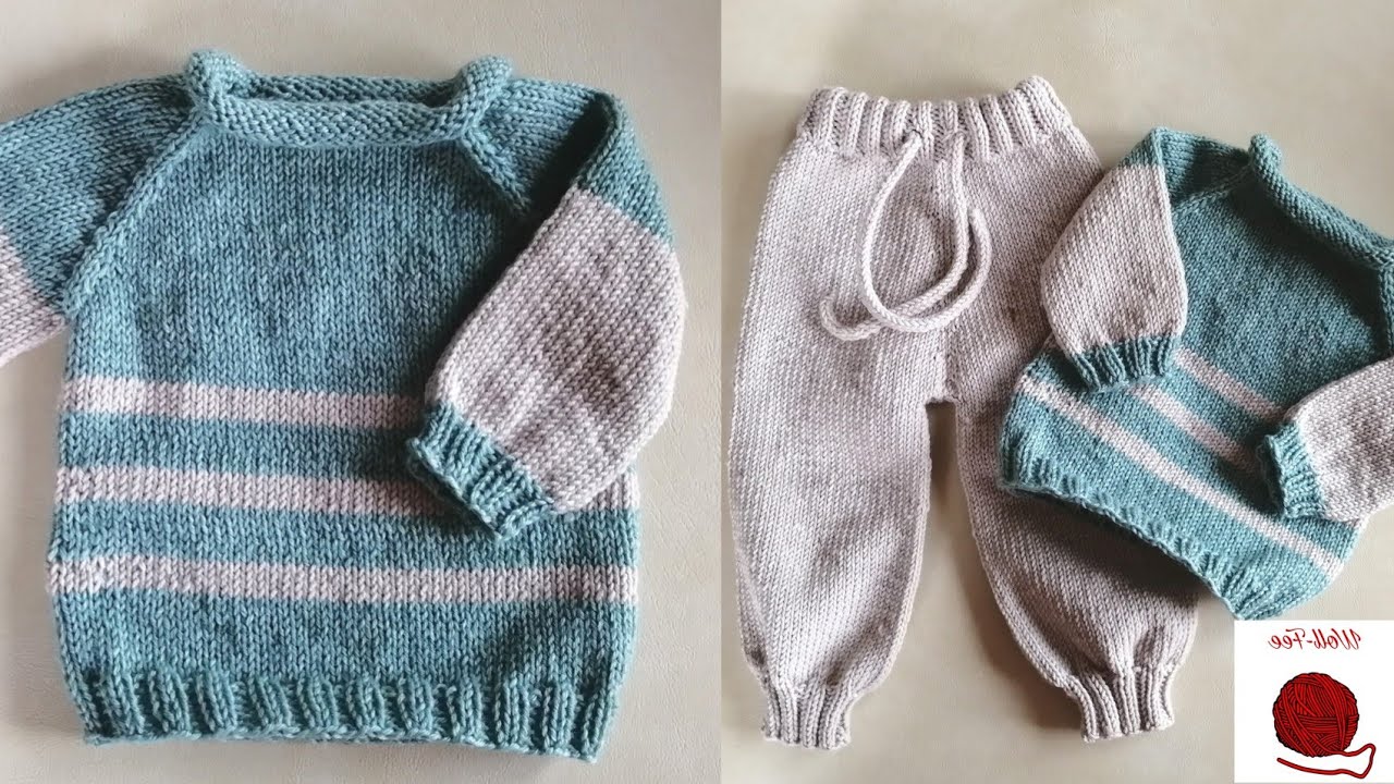Babypullover stricken, Schritt für Schritt, andere Größen siehe Infobox