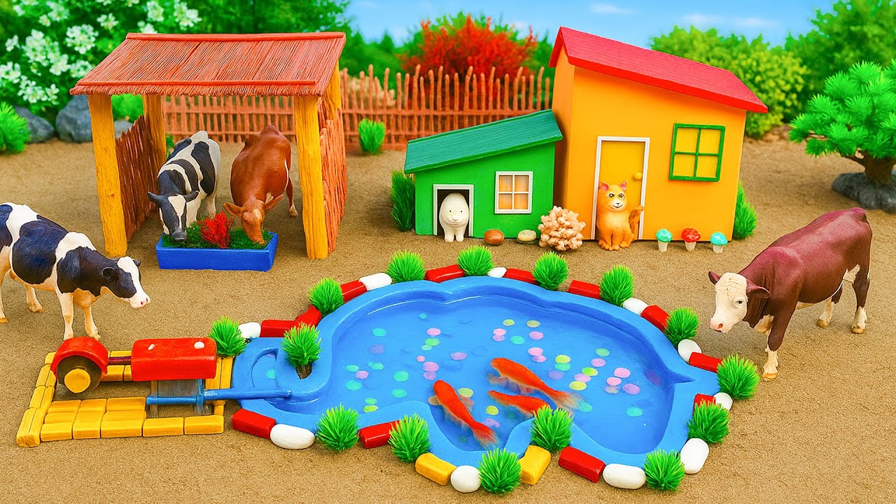 Creative Rainy Farm Diorama 🌧️🚜 | Tractor in Mud & Rain Shelter Barn