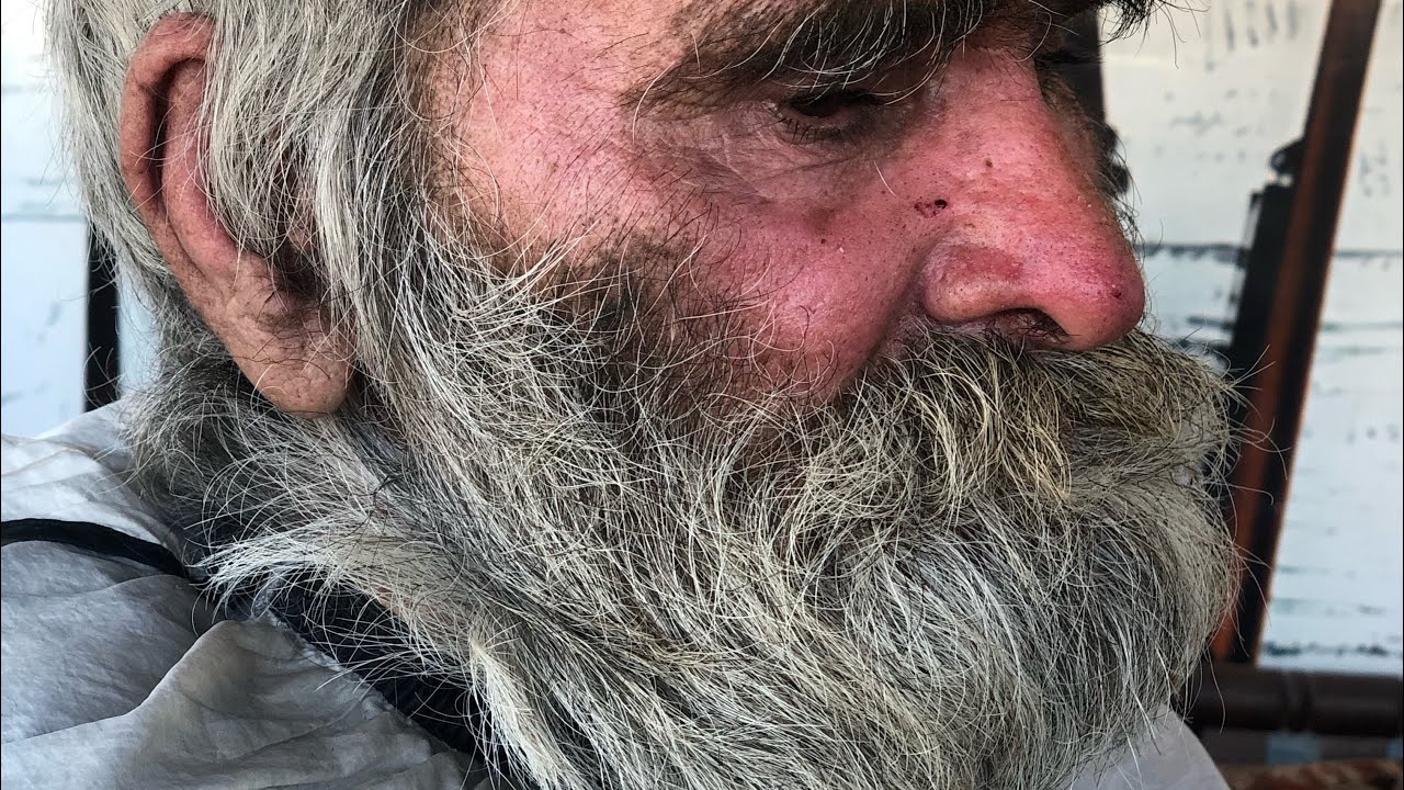 Part 2 Old man beard transformation with asmr relaxing sound homeless old man beard cutting simple 