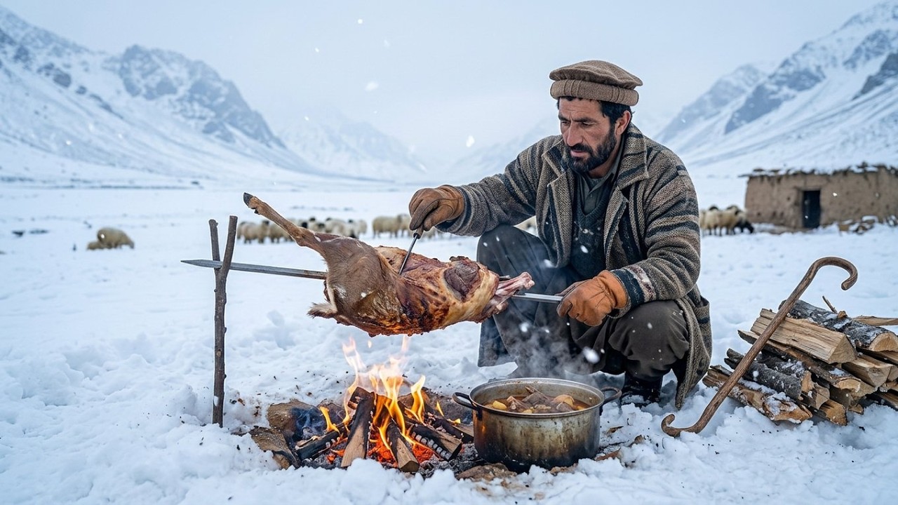 Extreme Winter Survival in Afghanistan | Cooking Food & Keeping Fire Alive in Deep Snow