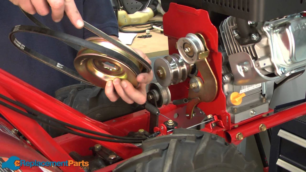 Как заменить ремень переднего привода на культиваторе Troy-Bilt Super Bronco (артикул 954-04090)