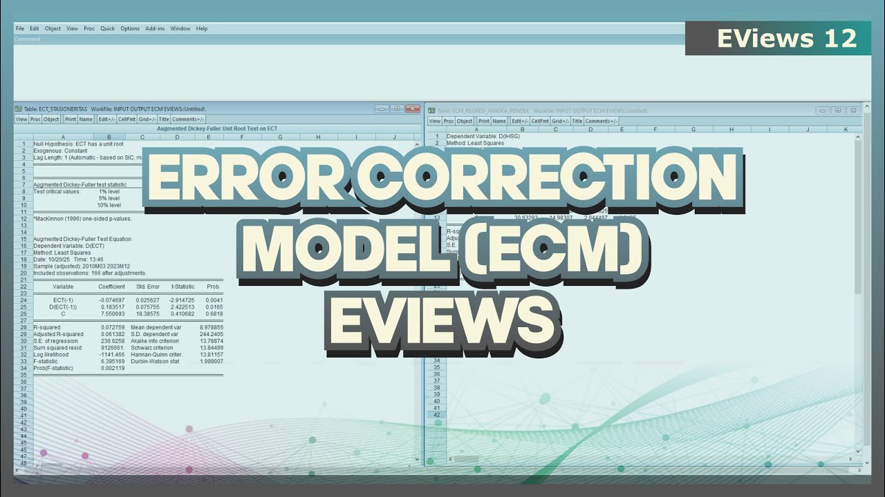TUTORIAL EVIEWS : ECM EVIEWS ➡️ ERROR CORRECTION MODEL EVIEWS