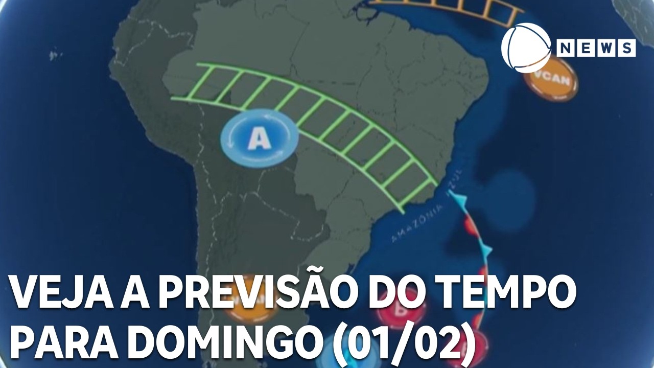 Veja a previsão do tempo para todo o país neste domingo (01/02)