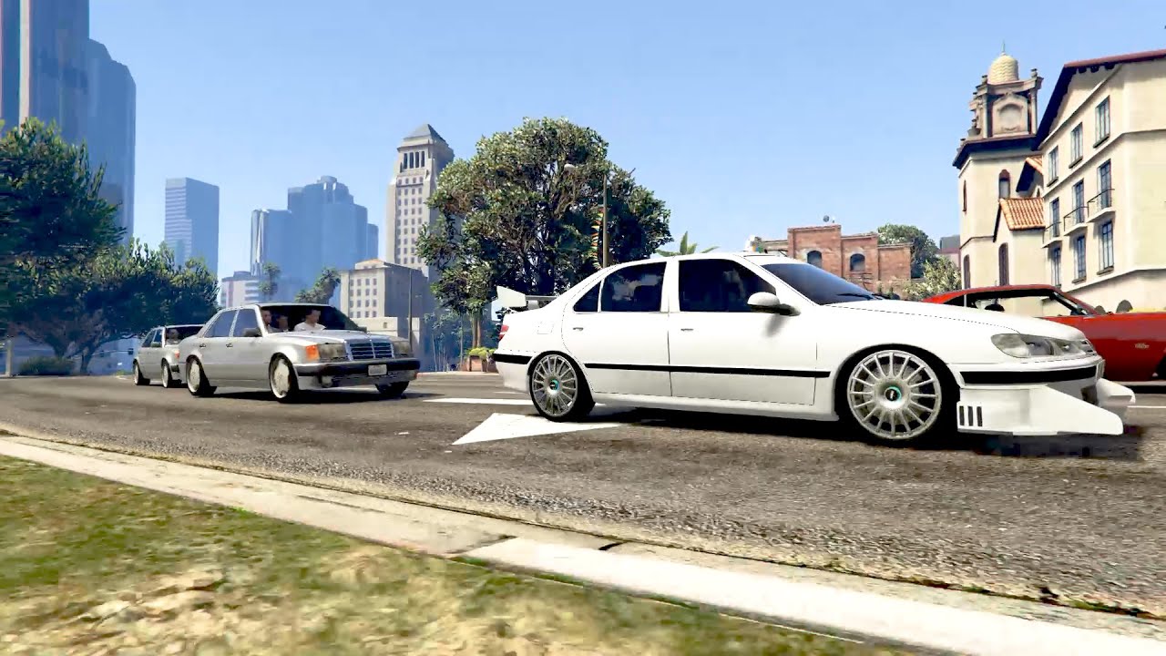 TAXI Chase in GTA 5 - Peugeot 406STW VS Mercedes 500E