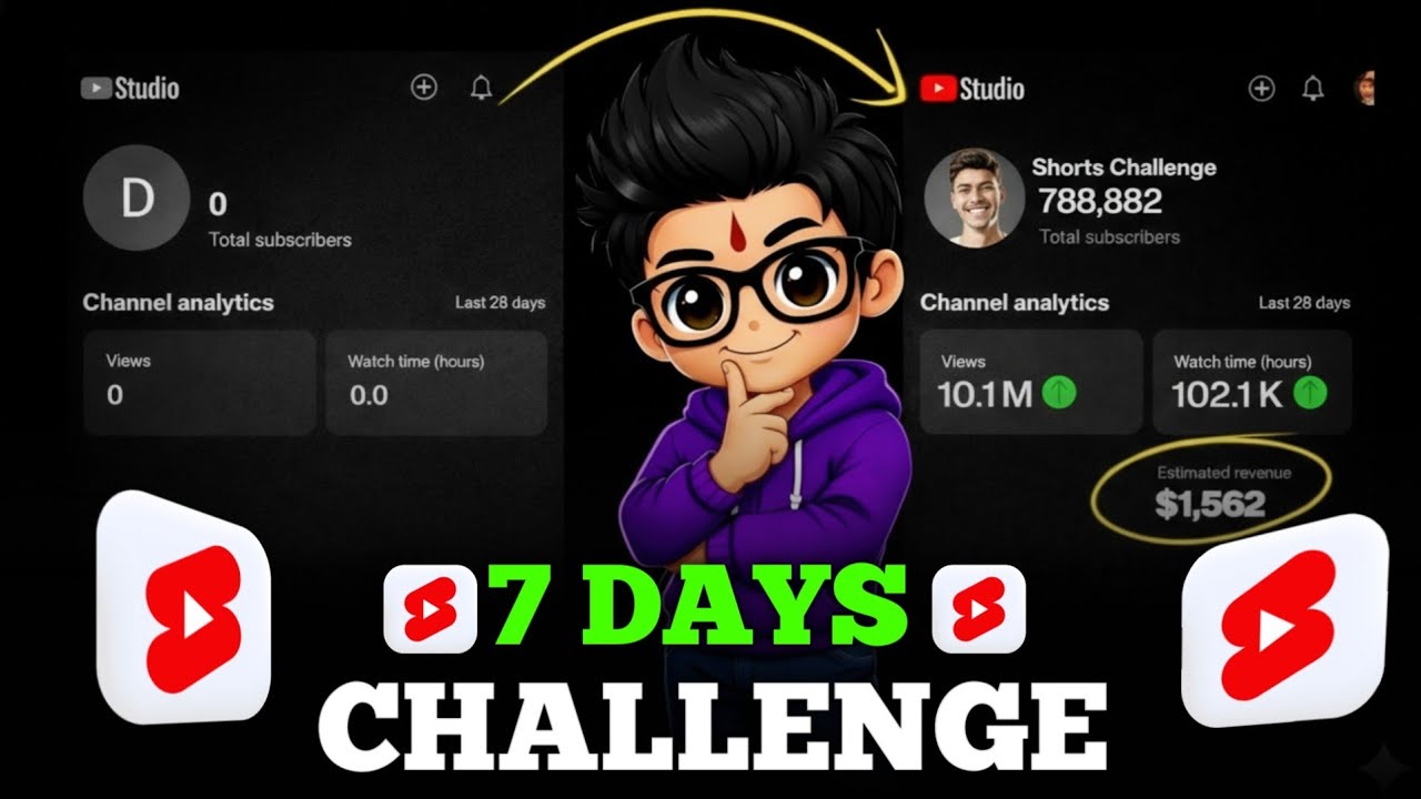 7 DAYS Challenge ( Shoking Result ) How To Grow Shorts Channel From 0 Subscribers