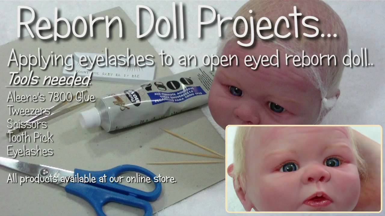 Applying eyelashes to open eyes - Reborn Doll Tutorial