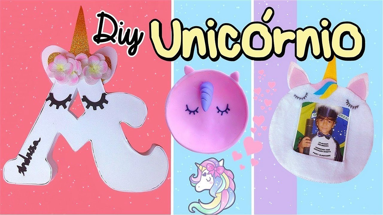 Diy: unicornio I porta retrato, porta jóias e letra decorada #trifacil