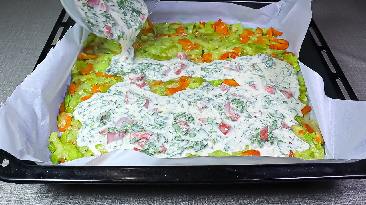 Очень вкусная овощная пицца на ужин с кабачками. Очень просто!