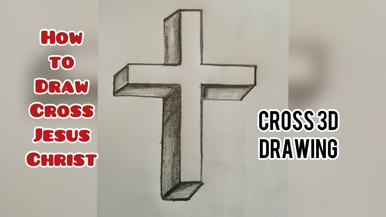 Cross 3D drawings/ step by step drawing cross Jesus Christ / pencil drawings cross