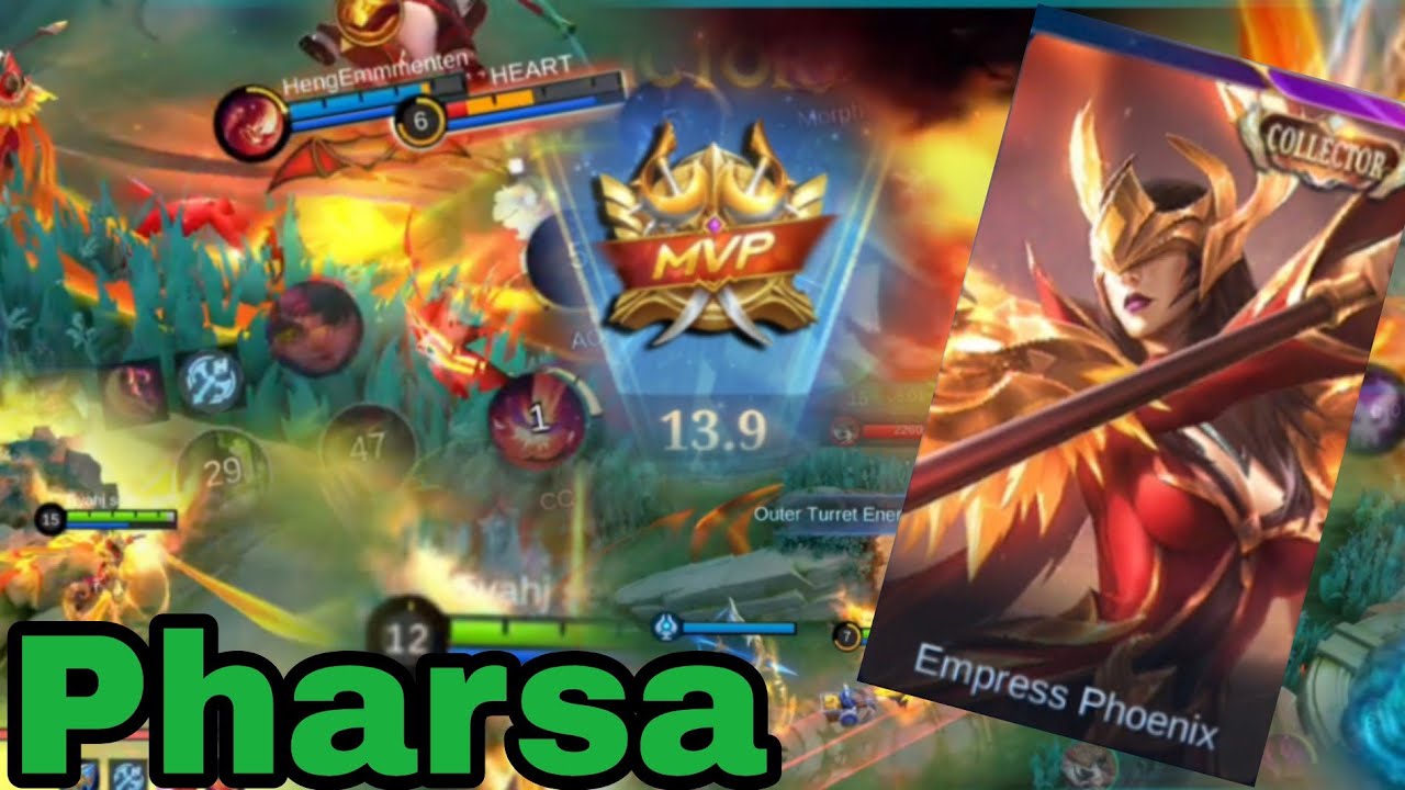Pharsa MVP Ranked Game 13.9 points | UNSTOPPABLE KILL 💯| Empress Phoenix🐦‍🔥 Skin| BUILD TOP 1 GLOBAL