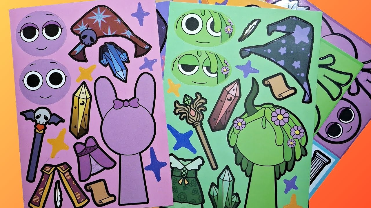 🎒 SPRUNKI School Witch DIY | Magical Sticker Book ASMR Fun 