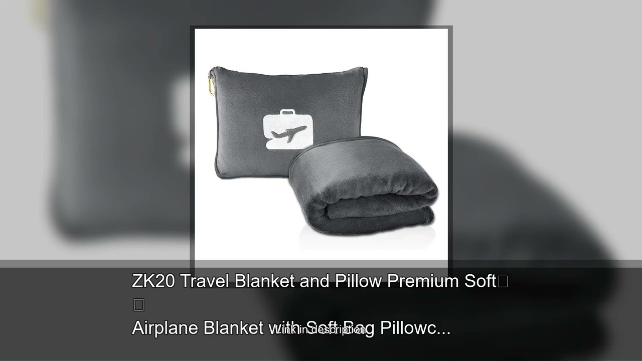 ZK20 Travel Blanket and Pillow Premium Soft Airplane Blanket with Soft Bag Pillowcase Hand Lugg