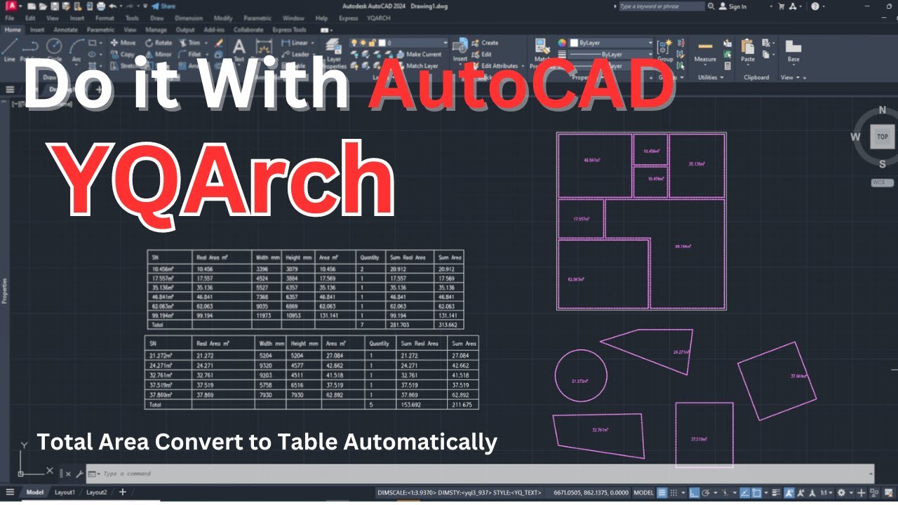 Save Time in AutoCAD: Instantly Convert Area to Table with YQArch