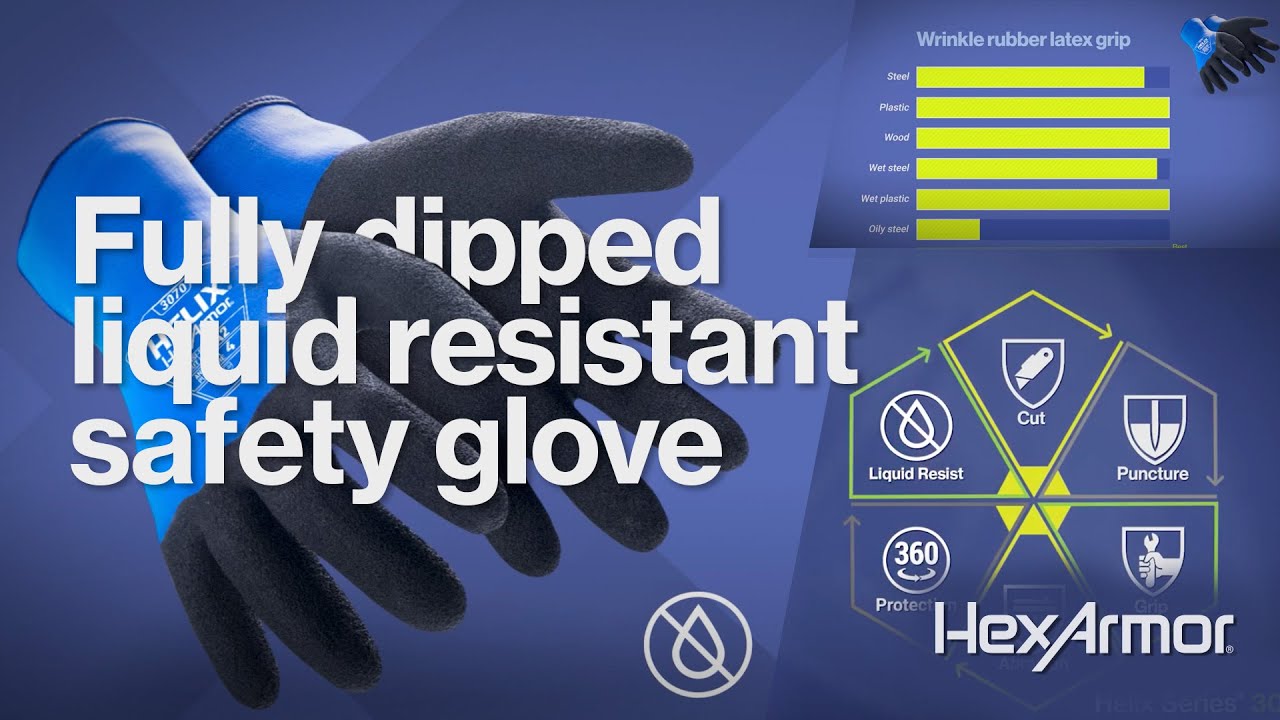 Dry fully dipped thin flexible safety glove - high dexterity Helix® Series 3070 by HexArmor®