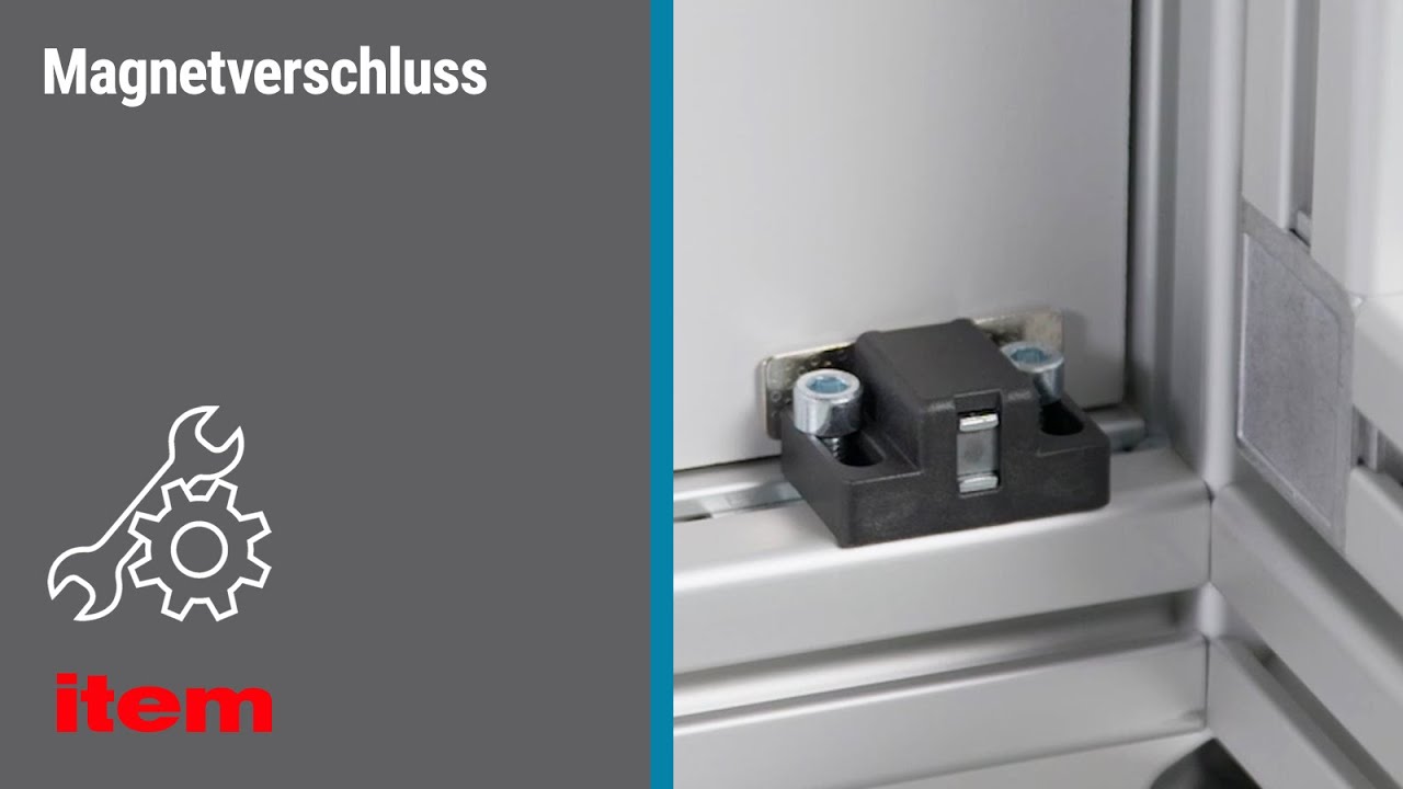 Wie montiere ich den item Magnetverschluss zum Zuhalten von T&uuml;ren und Klappen in Alugestellen?