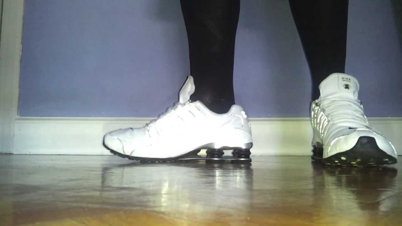 Nike Shox NZ white with soccer socks Adidas