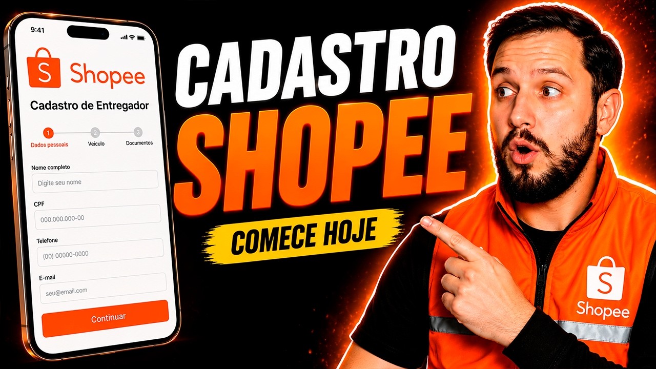 🚨 COMO SE CADASTRAR NA SHOPEE PARA FAZER ENTREGAS (PASSO A PASSO)