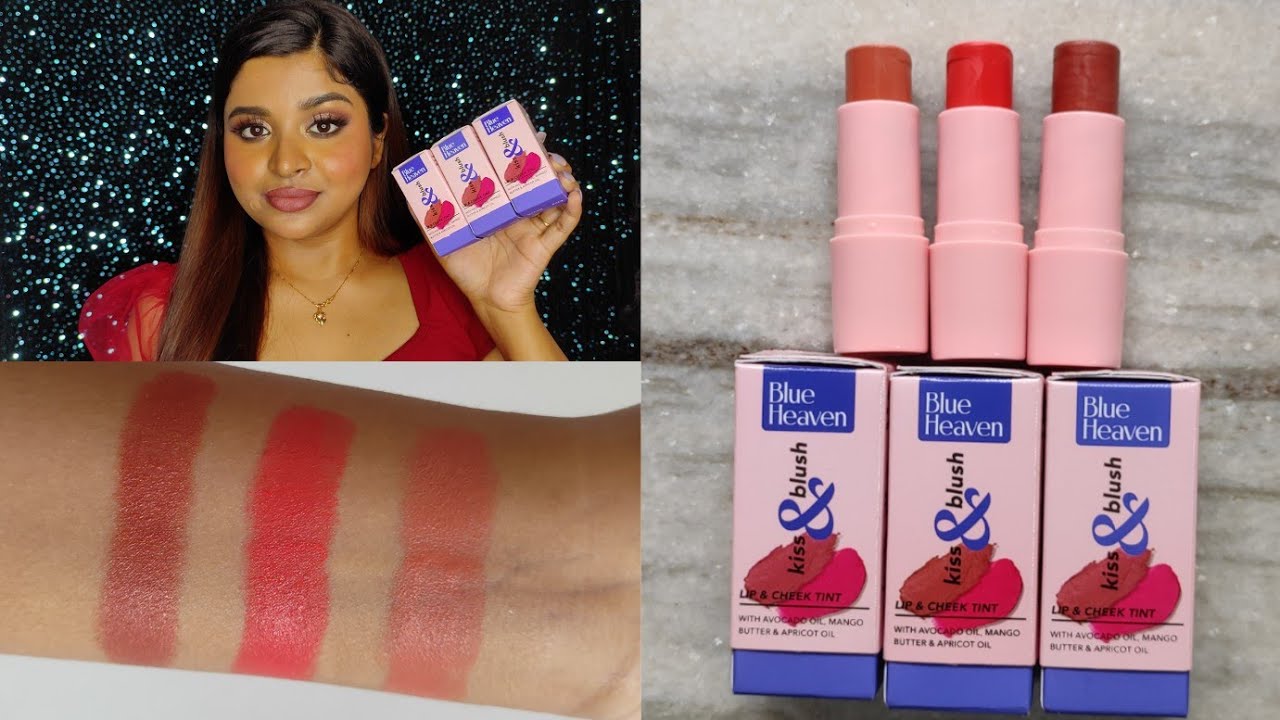 *New* Blue Heaven Kiss & blush Lip & Cheek tint Swatches || Best affordable Cream blush in India?