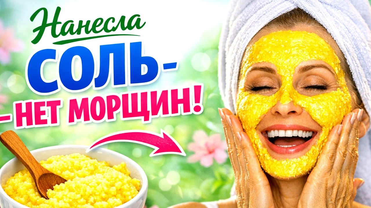 СОЛЬ стирает морщины за 5 минут, Мгновенно омолаживает ! КОЖА ЛИЦА ПОДТЯНУЛАСЬ Без уколов маска для