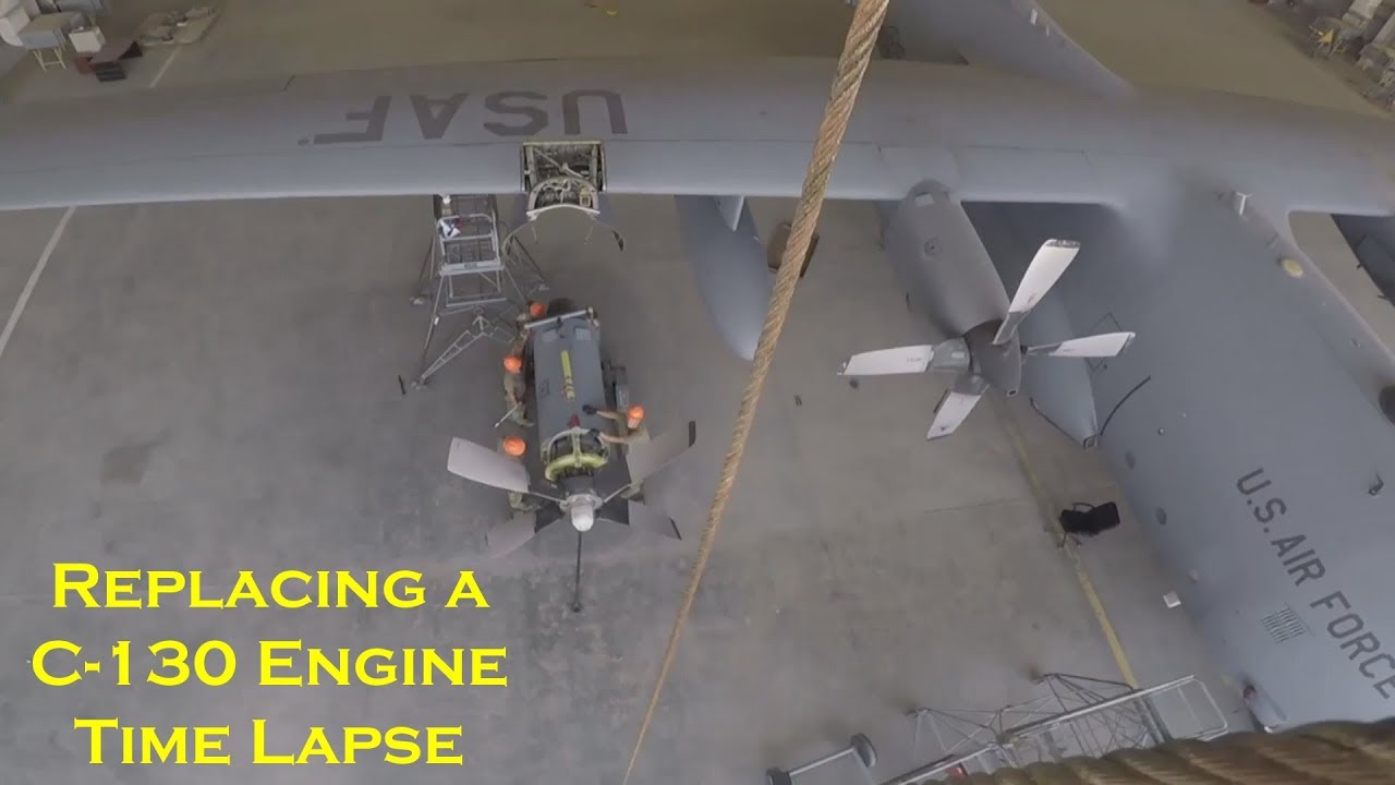 Time Lapse of C 130 Hercules Engine Being Replaced