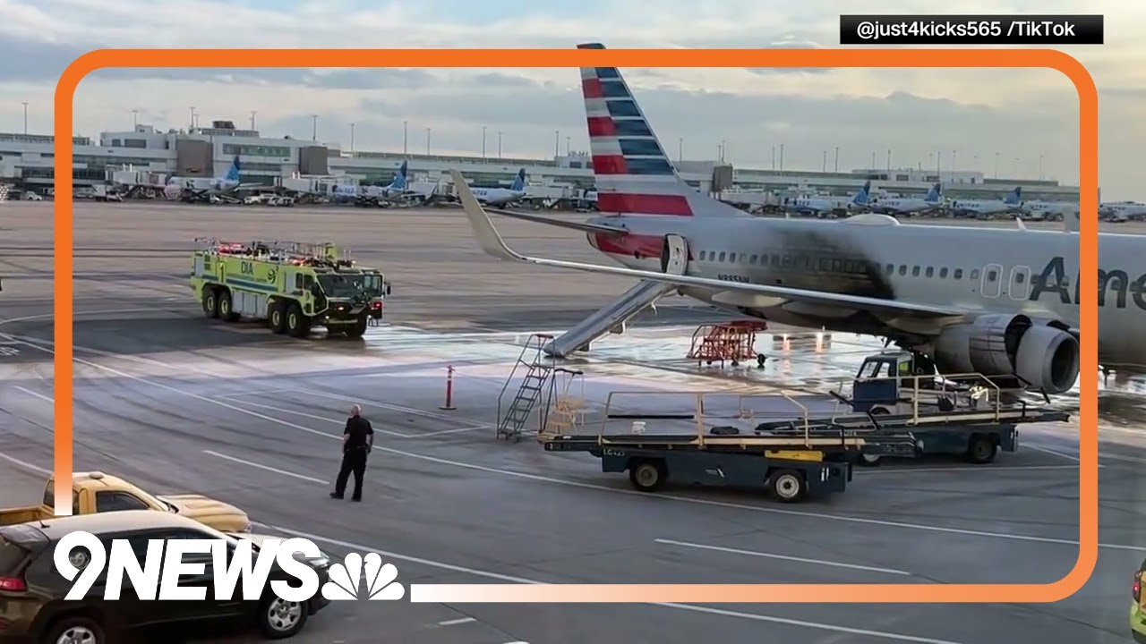 American Airlines Plane on Fire at Denver International Airport