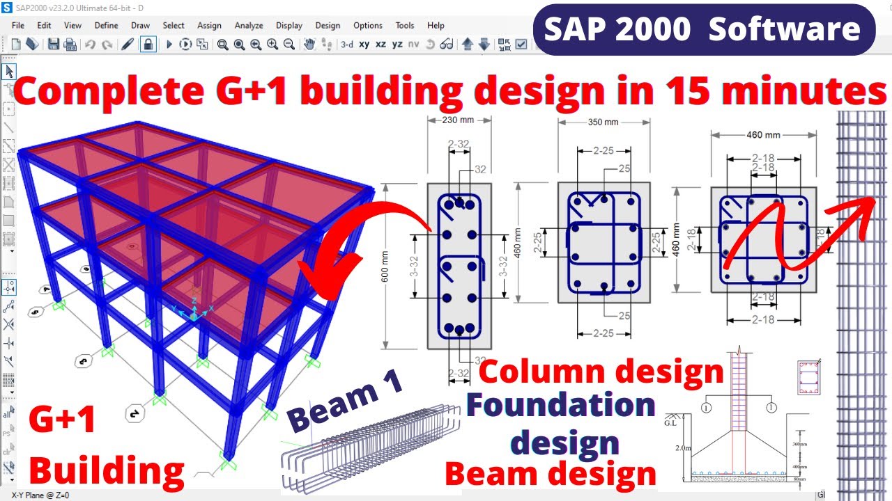 Complete G+1 building design in 15 minutes | SAP 2000 software | online | civil engineering |