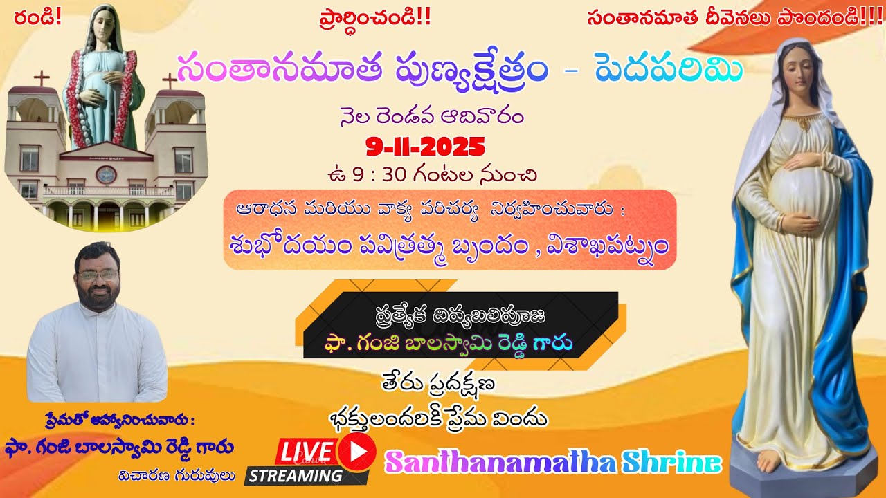 LIVE | 2nd Sunday of Month Adoration & Holy Mass Santhanamatha Shrine Pedaparimi , Fr. G Balaswamy.