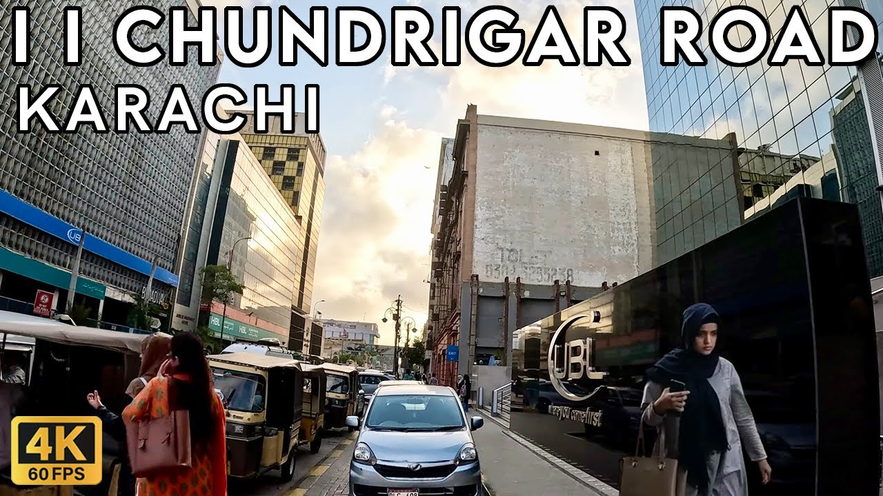 I I Chundrigar Road Wall Street of Karachi - Walking Tourist 4K