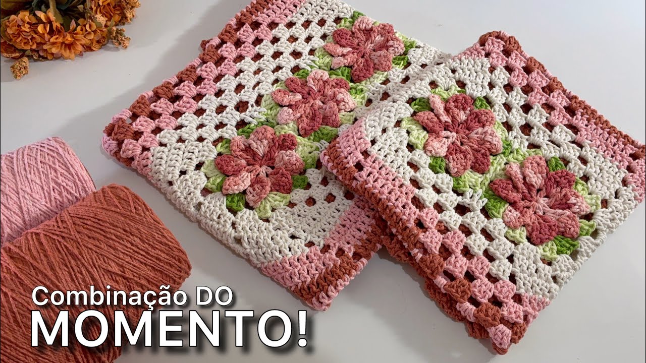 Essa combinação está fazendo o MAIOR sucesso! Terracota com Salmão | Jogo de Banheiro em Crochê