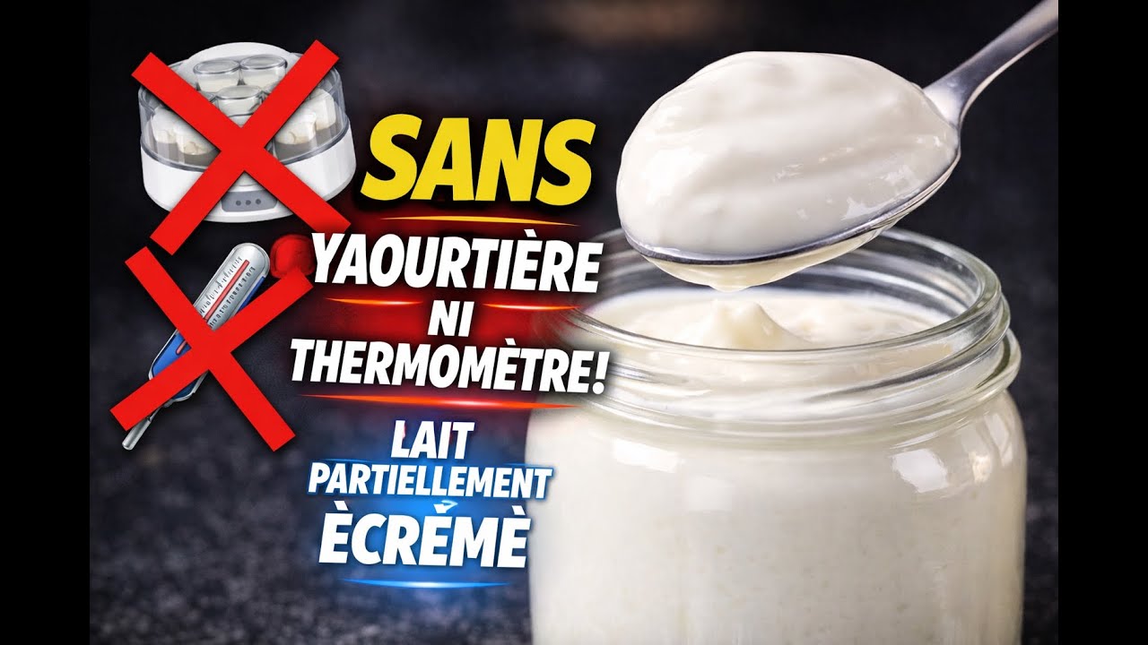 😋Yaourt maison sans yaourtière ni thermomètre avec du lait partiellement écrémé