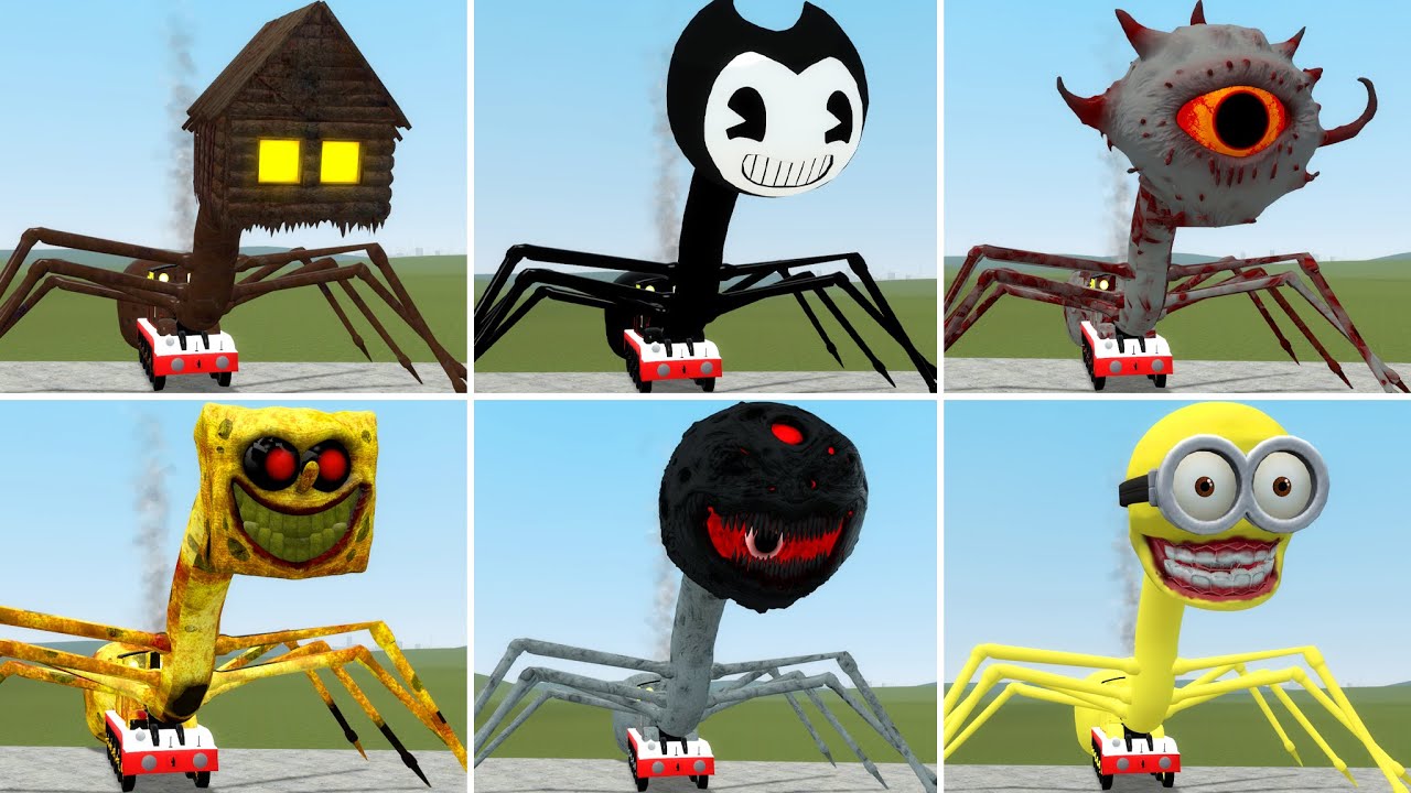 House Head Train,Bendy Train,Sprunki Train,SpongeBob Train,Minion Train,Water Eye Tower Train