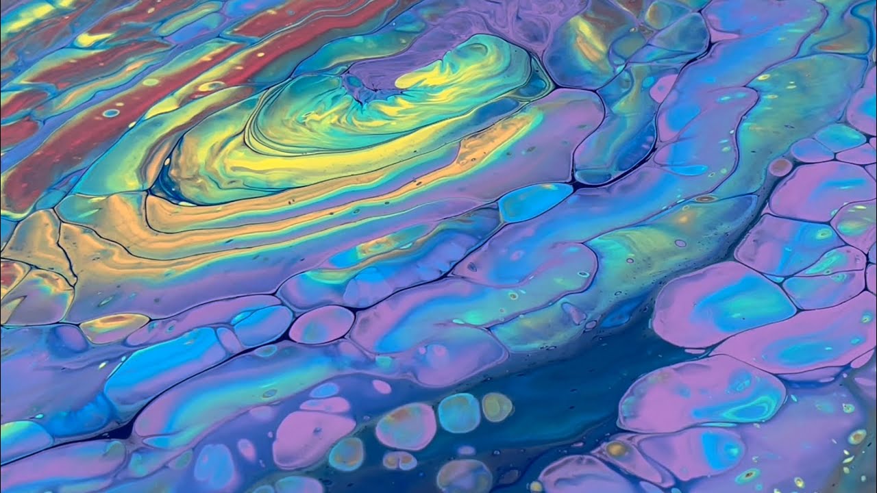 (419) Rainbow Cloud Pour DecoArt Satin Enamel Cells No Silicone - Fluid Acrylic Paint Pouring